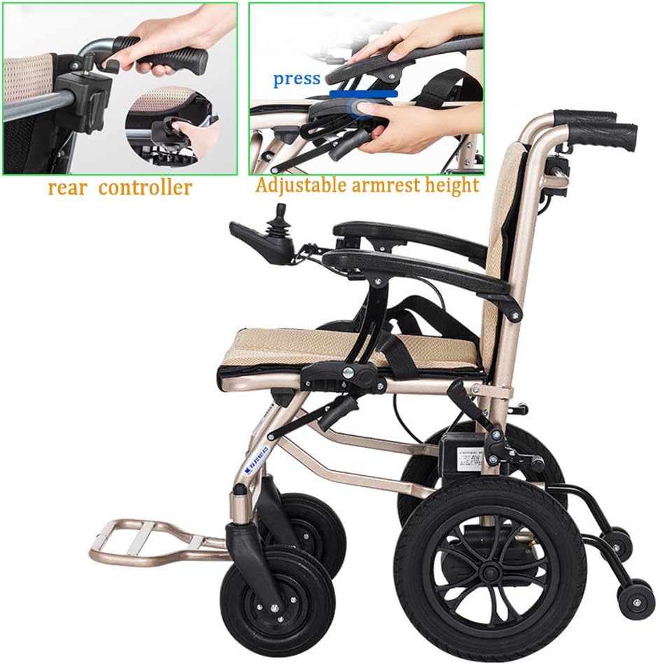 Foldable Electric Wheelchair – 20km Range, 220lb Capacity, 14kg, Dual Battery, 360° Joystick