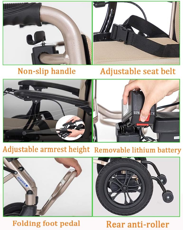 Foldable Electric Wheelchair – 20km Range, 220lb Capacity, 14kg, Dual Battery, 360° Joystick