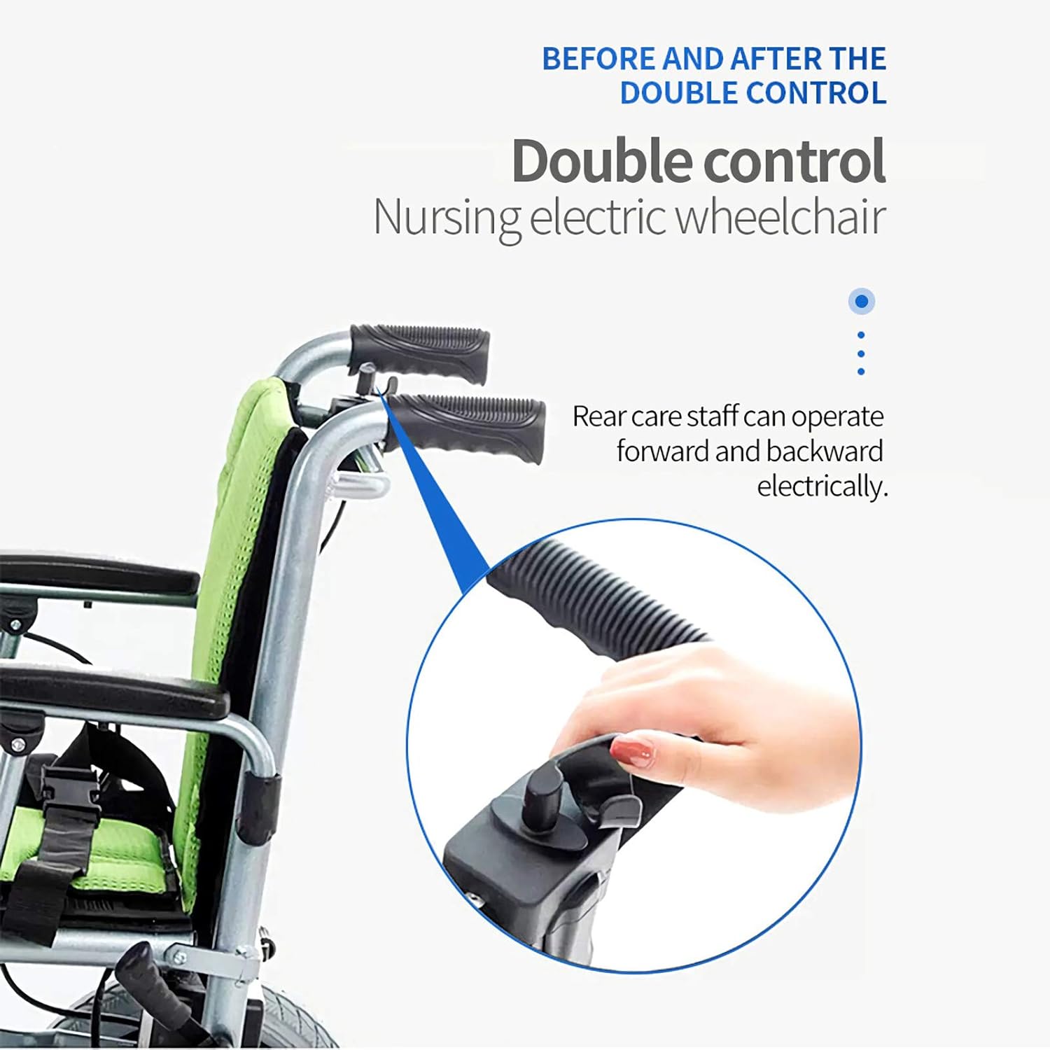 Electric Folding Wheelchair – Dual Motor Drive, 10Ah Battery, Anti-Tip Design, Rear Attendant Control