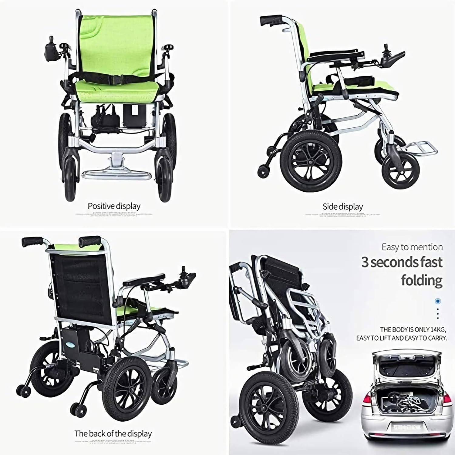 Electric Folding Wheelchair – Dual Motor Drive, 10Ah Battery, Anti-Tip Design, Rear Attendant Control
