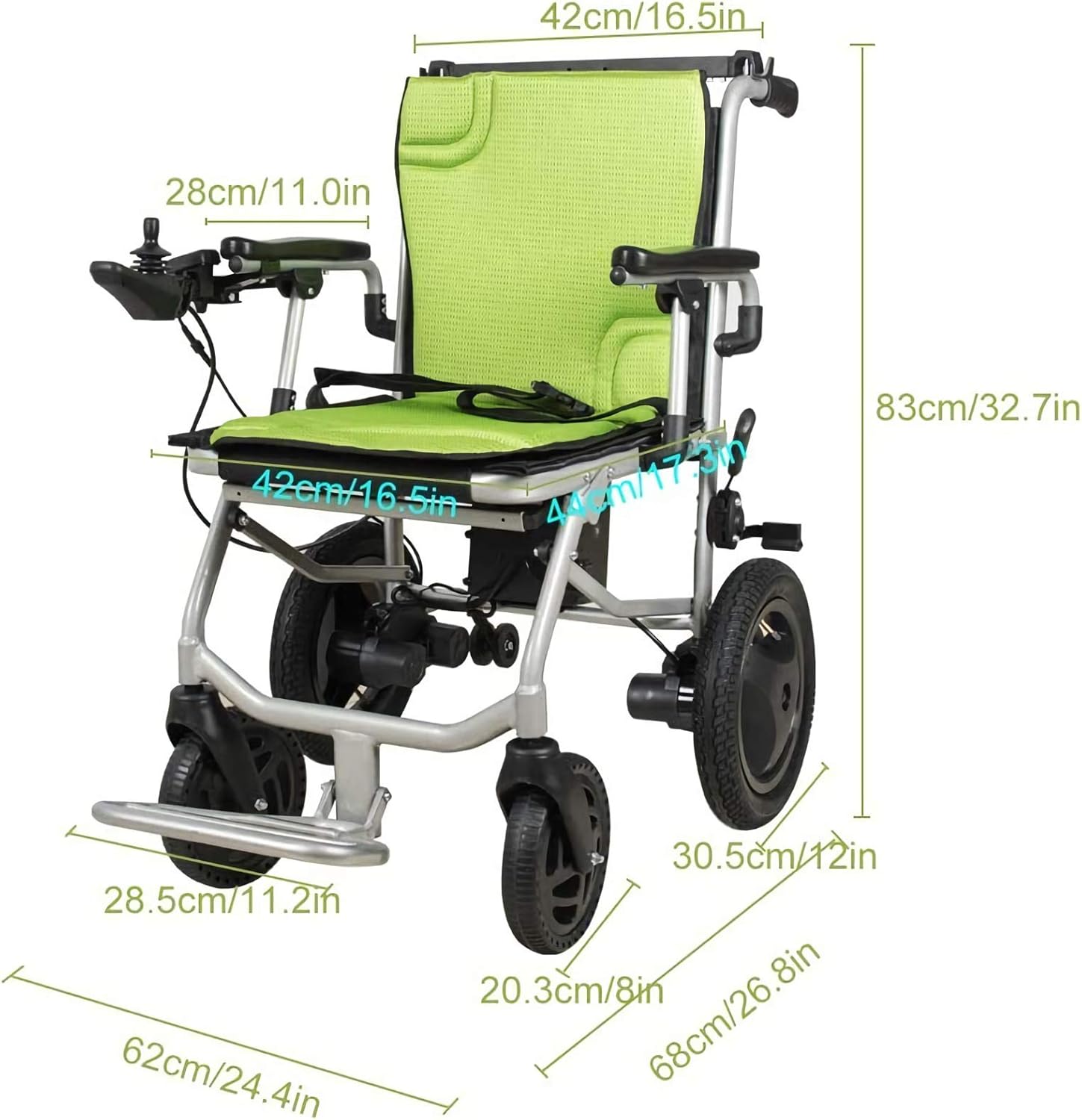 Electric Folding Wheelchair – Dual Motor Drive, 10Ah Battery, Anti-Tip Design, Rear Attendant Control