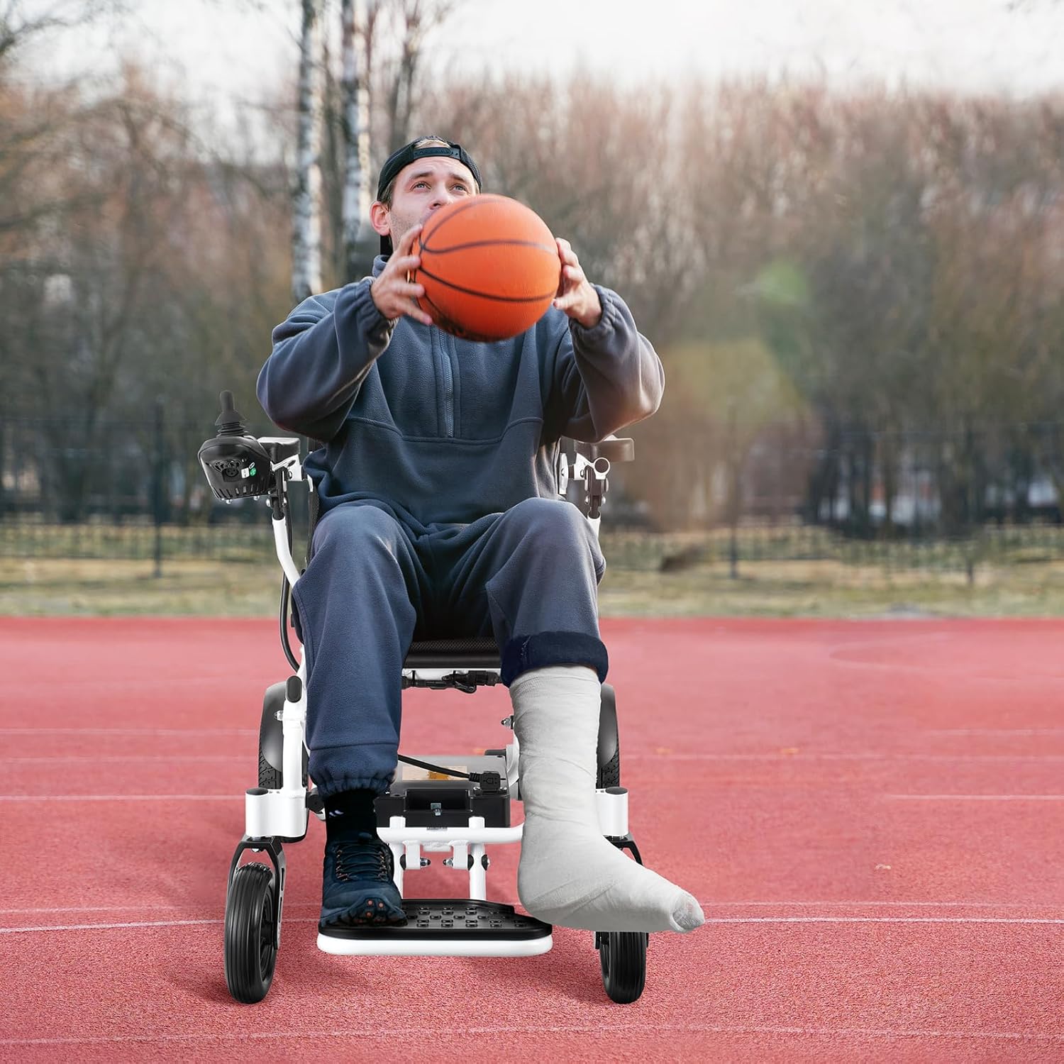 Foldable Electric Wheelchair – 5-Speed Joystick, Long Range, 300 lb Capacity, Solid Tires