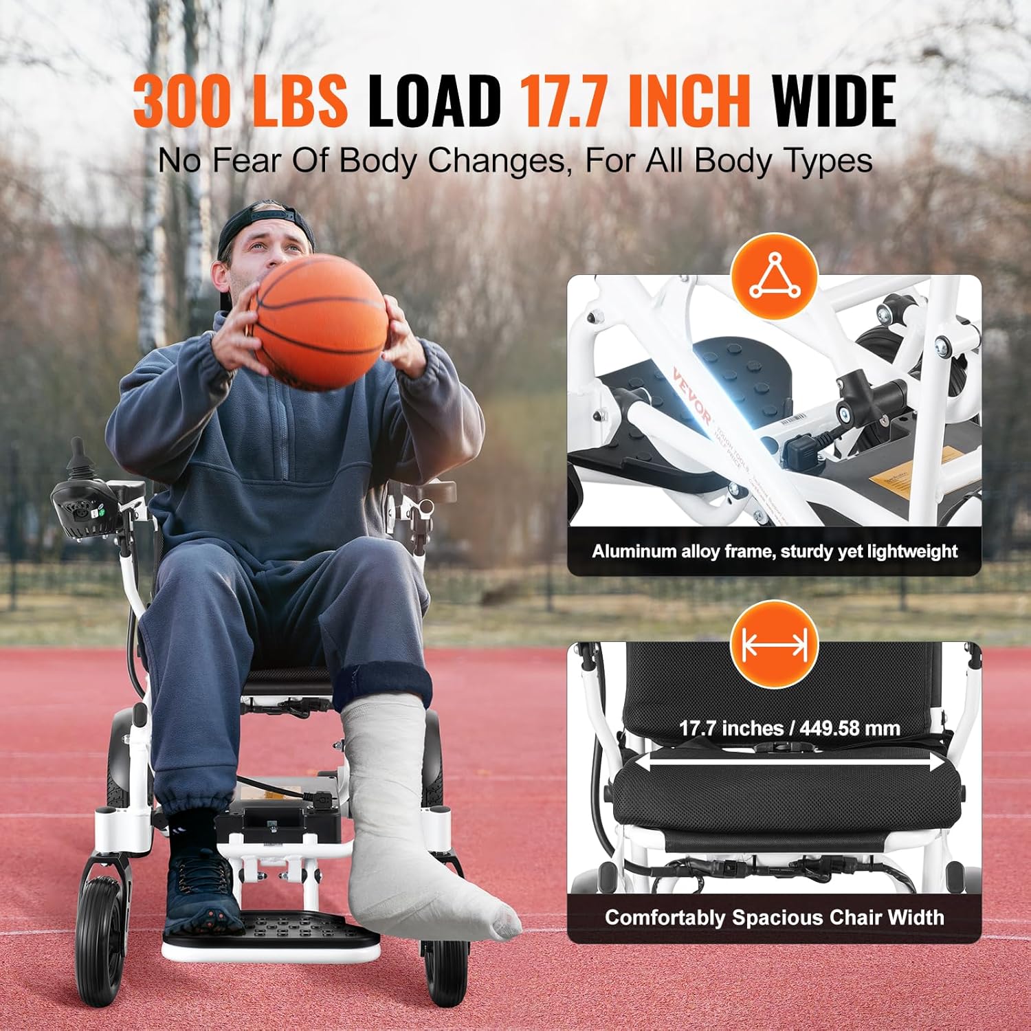 Foldable Electric Wheelchair – 5-Speed Joystick, Long Range, 300 lb Capacity, Solid Tires